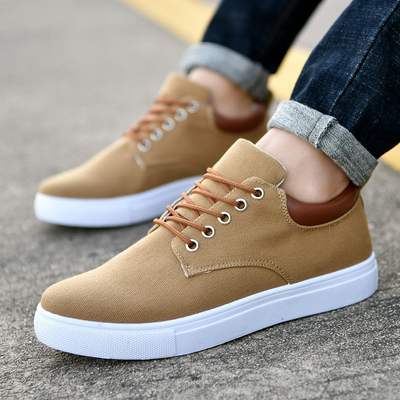 Slip-on Sneakers - Herren Casual Freizeit Canvas Sneakers-Braun-39-Chaps Herrenmode