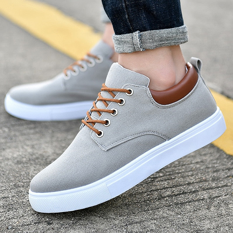 Slip-on Sneakers - Herren Casual Freizeit Canvas Sneakers-Grau-39-Chaps Herrenmode