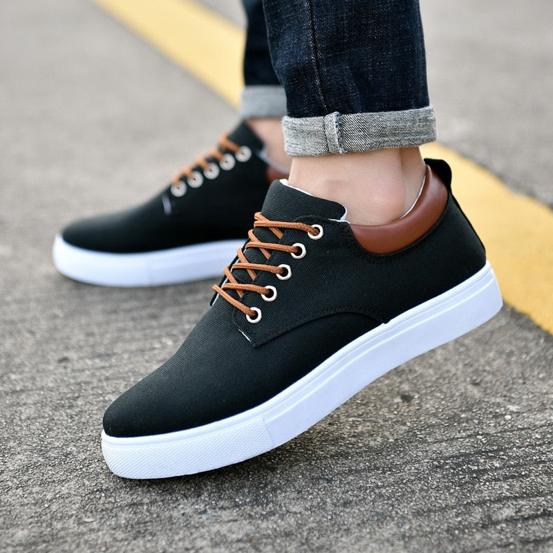 Slip-on Sneakers - Herren Casual Freizeit Canvas Sneakers-Schwarz-39-Chaps Herrenmode