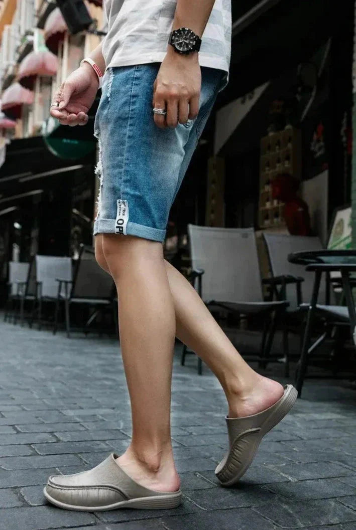 Herren Orthopädische Pantoletten Schuhe Bequem Schwarz - Eveloria
