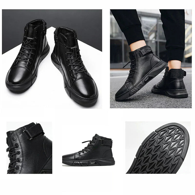 Sneaker-Stiefel – Schwarz – Reißverschluss – Hohe Sneakers – Herrenschuhe-Chaps Herrenmode