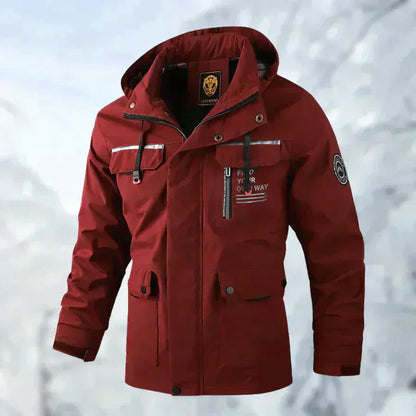Snow Jacket – Wasserdichte Winter-Skijacke mit Kapuze für Männer-Rot-M-Chaps Herrenmode