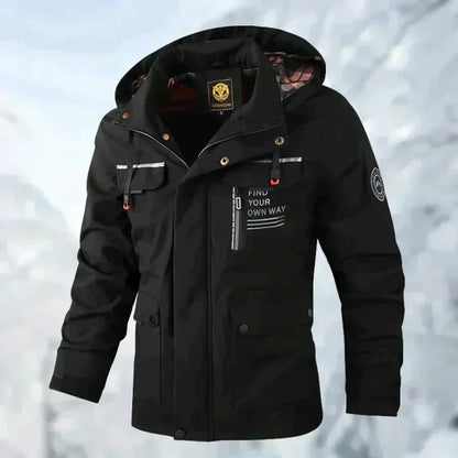 Snow Jacket – Wasserdichte Winter-Skijacke mit Kapuze für Männer-Schwarz-M-Chaps Herrenmode