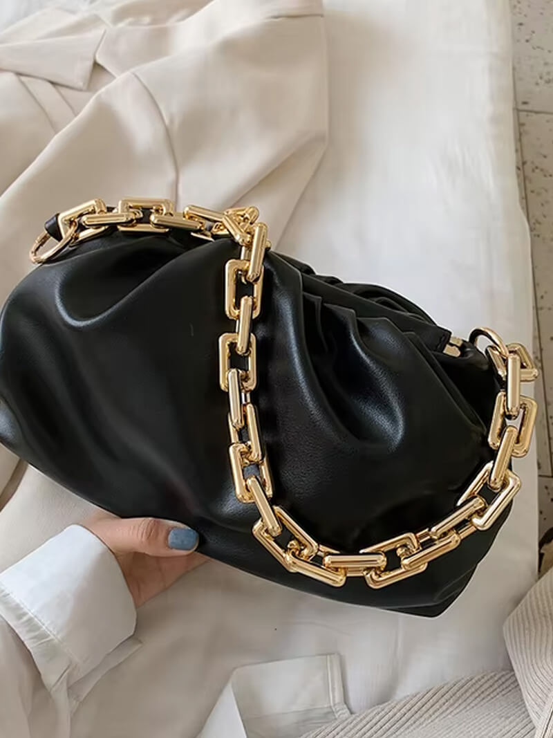 Damen-Tasche Goldene Kette Modern Leder