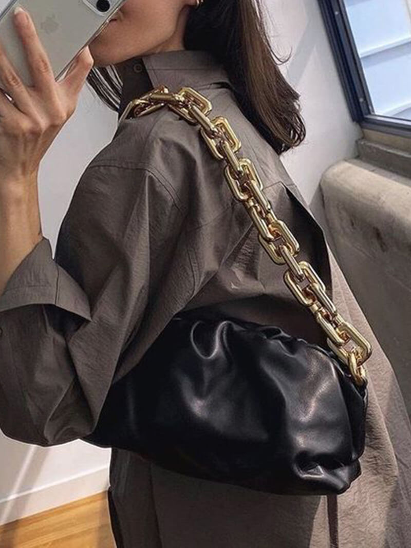 Damen-Tasche Goldene Kette Modern Leder