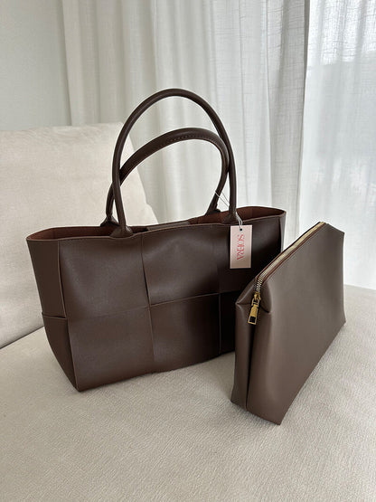 Alice Damen Handtasche Flechtdesign Zeitlos Braun