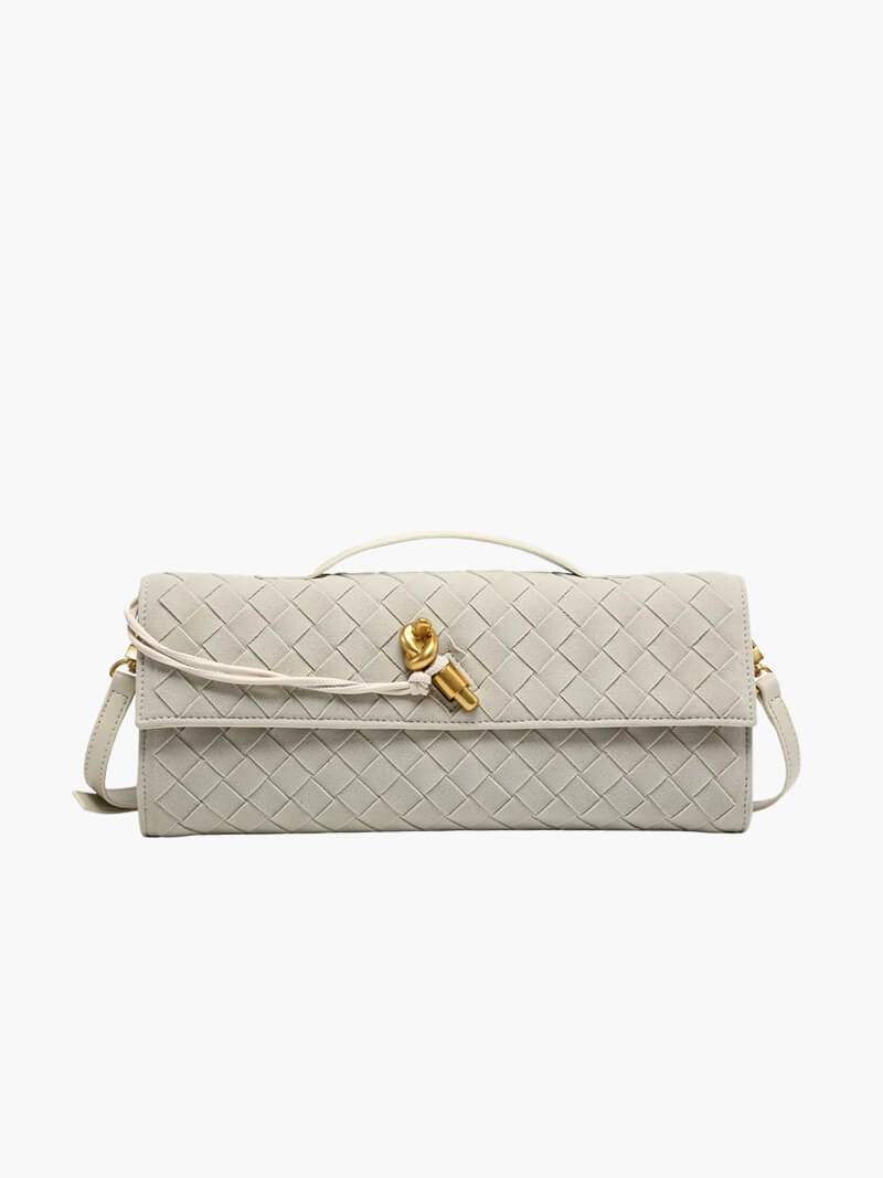 Geflochtene Damen-Clutch aus Kunstleder Schwarz - Norvielle