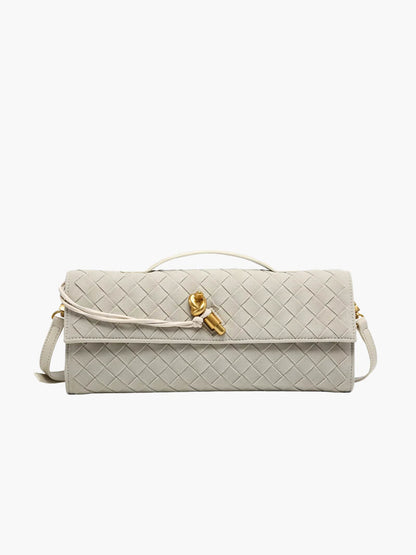 Geflochtene Damen-Clutch aus Kunstleder Schwarz - Norvielle