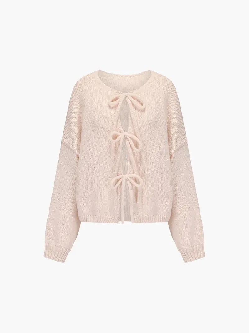 Damen Strickjacke Weich Schleife - Norvielle