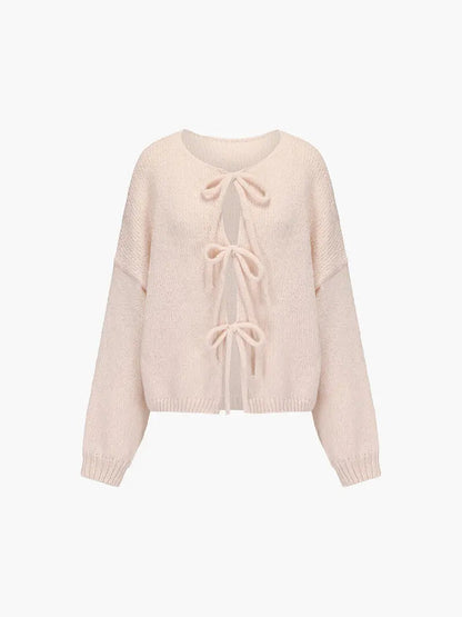 Damen Strickjacke Weich Schleife - Norvielle
