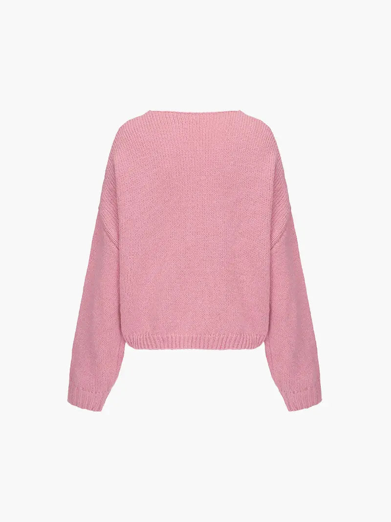 Damen Strickjacke Weich Schleife