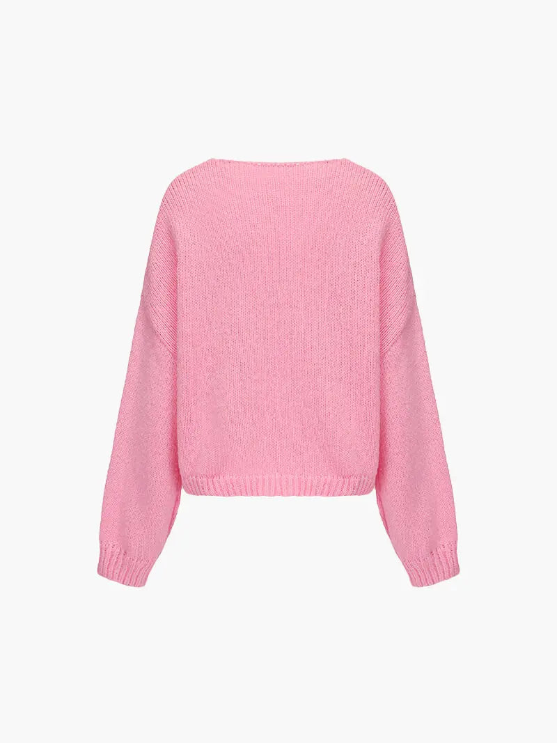 Damen Strickjacke Weich Schleife