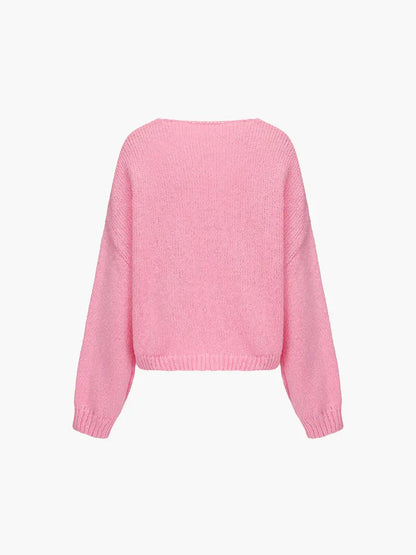Damen Strickjacke Weich Schleife