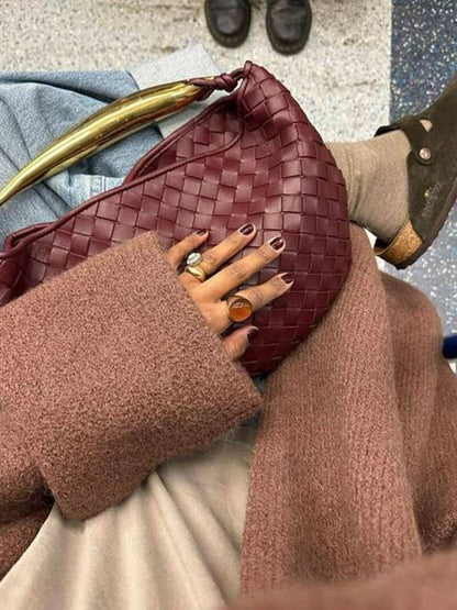 Clio Damen Geflochtene Kunstleder-Tasche