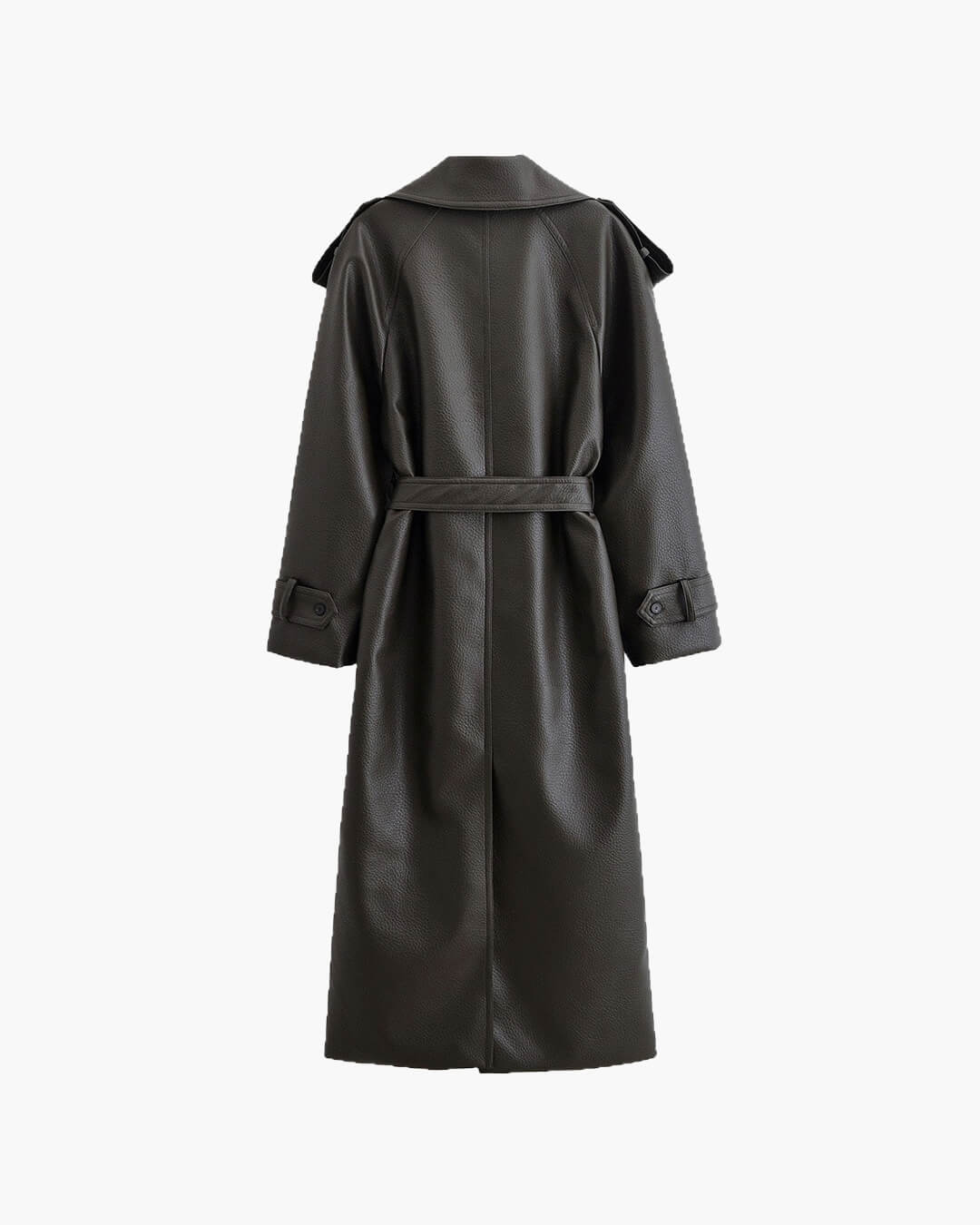 Damen Leder-Trenchcoat Lang