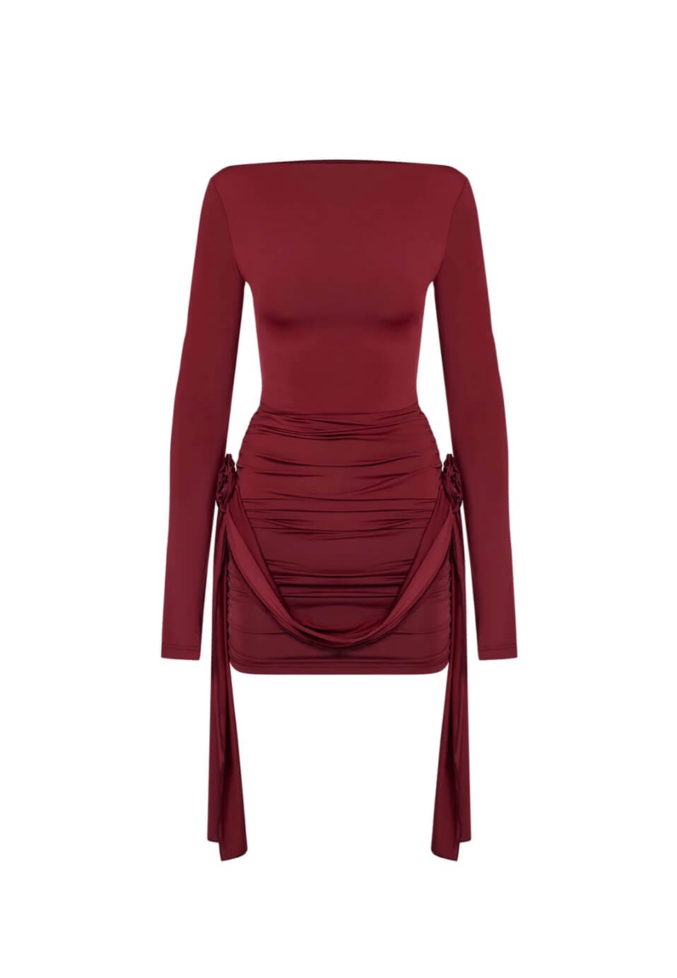 Damen Bodycon Minikleid Langarm Rüschen