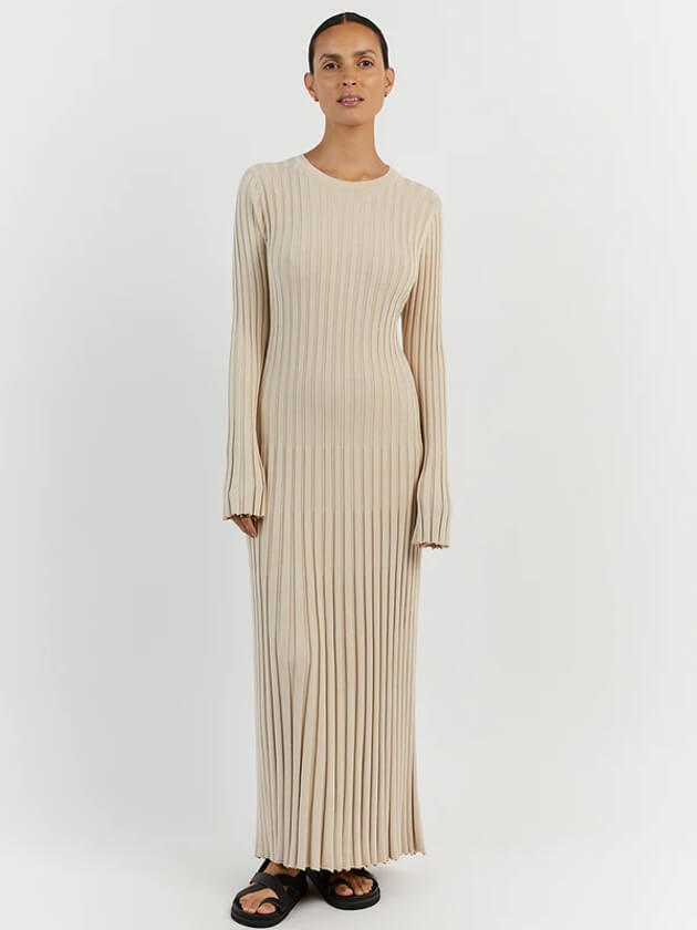 Lilli Damen Maxikleid Gerippt