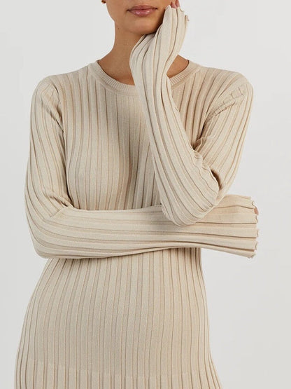 Lilli Damen Maxikleid Gerippt
