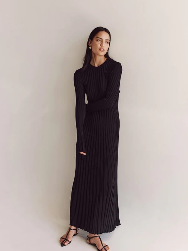 Lilli Damen Maxikleid Gerippt