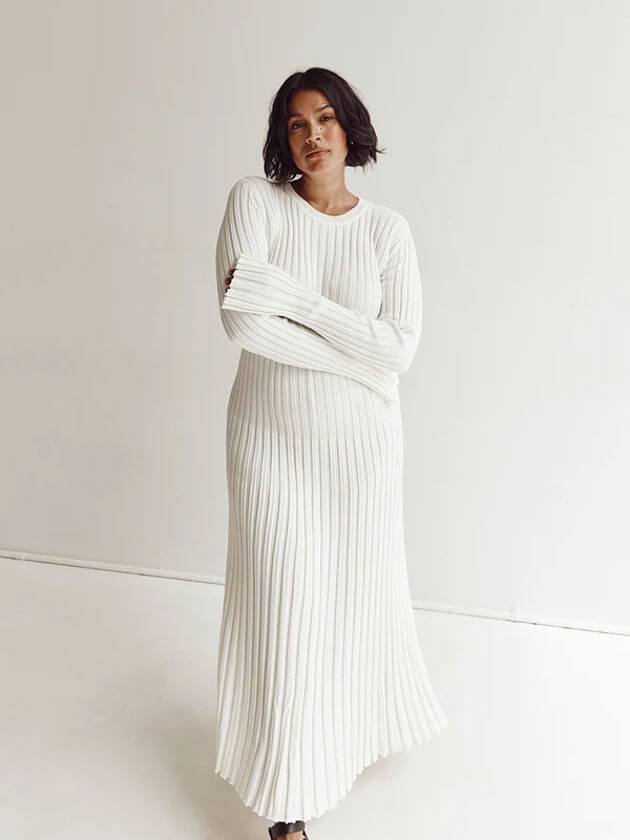 Lilli Damen Maxikleid Gerippt