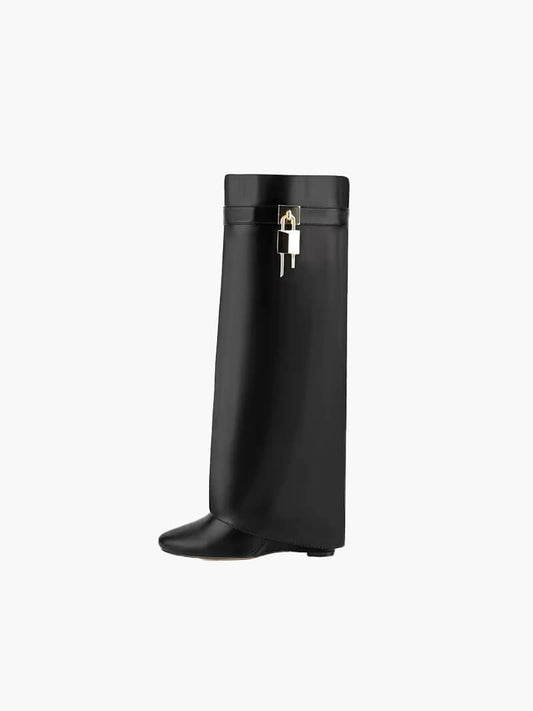 Damen Stiefel Nachhaltig Goldfarben Schnalle Vegetarisch Look - Eveloria