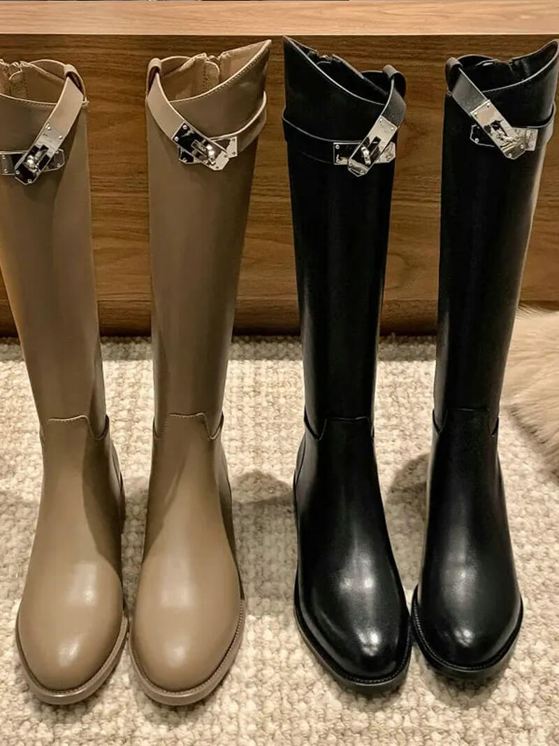 Damen Reitstiefel Leder Elegantes Design
