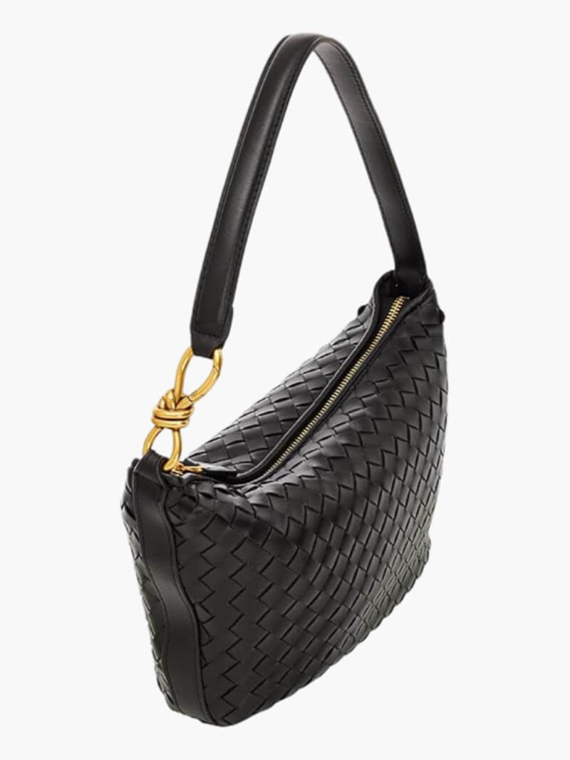 Isana Damen Schultertasche Geflochten Leder Braun