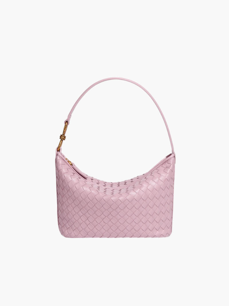 Isana Damen Schultertasche Geflochten Leder Braun