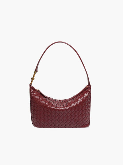 Isana Damen Schultertasche Geflochten Leder Braun