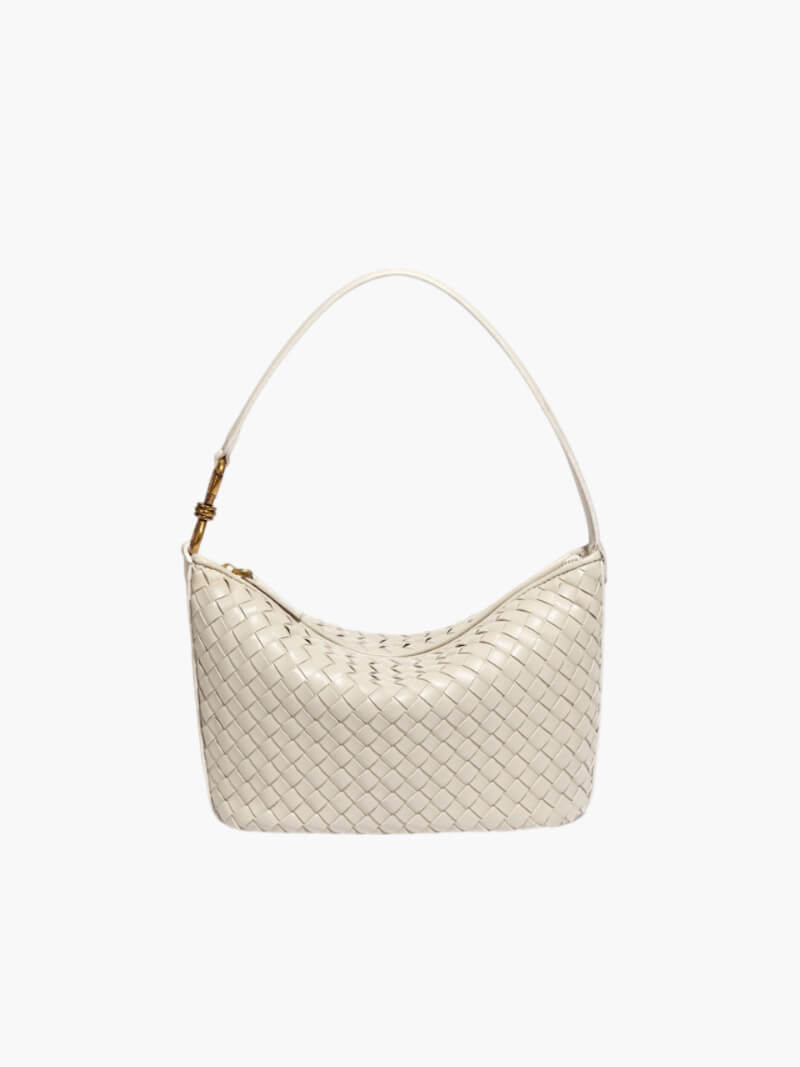 Isana Damen Schultertasche Geflochten Leder Braun