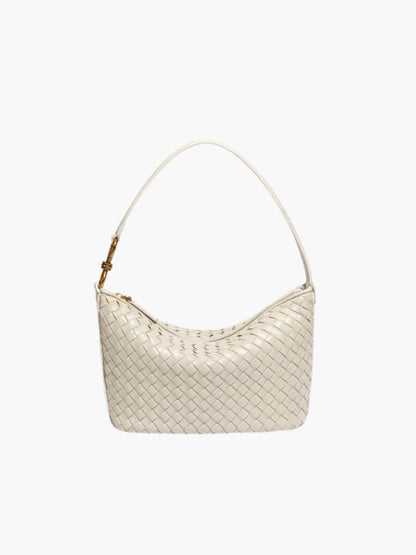 Isana Damen Schultertasche Geflochten Leder Braun