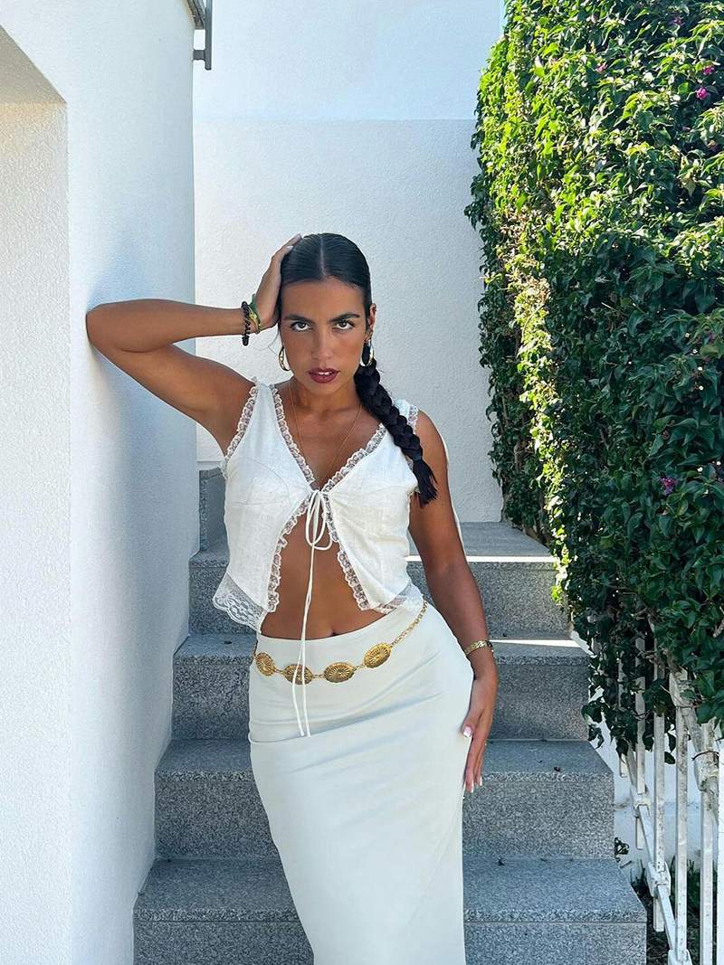Damen Spitzen Crop