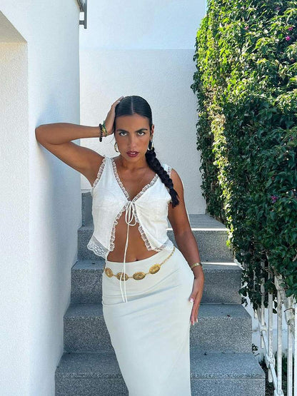 Damen Spitzen Crop
