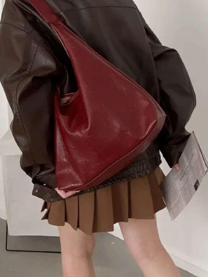 Caroly Damen Schultertasche Kunstleder Minimalistisch