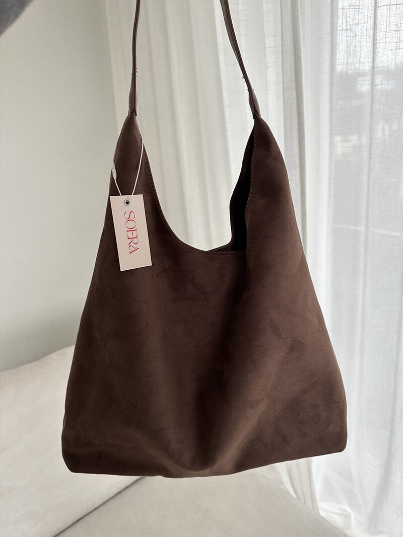 Olga Damen Schultertasche Wildleder Minimalistisch