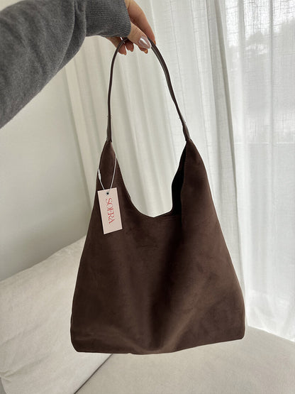 Olga Damen Schultertasche Wildleder Minimalistisch