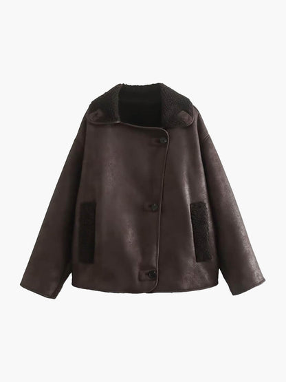 Kiara Damenjacke Kunstleder Fleece Schwarz - Norvielle