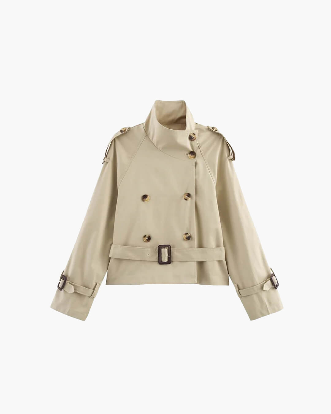 Damen Winterjacke Trench-Stil Gürtel Doppelreihe - Eveloria