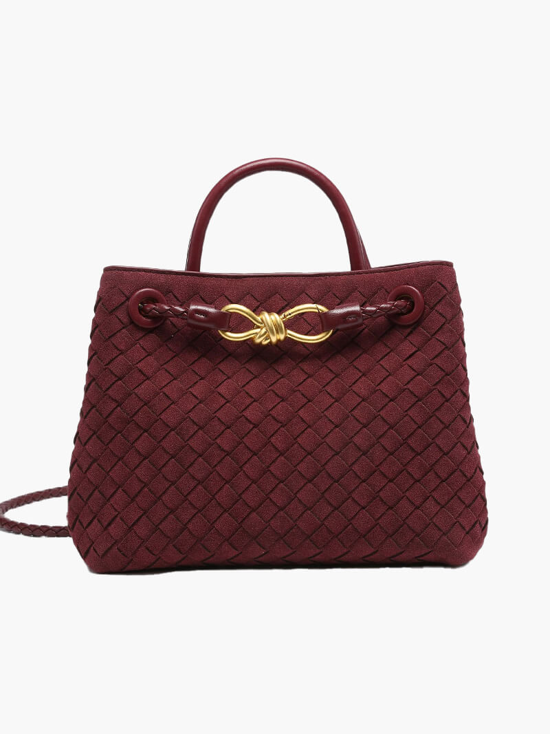 Geflochtene Damen-Tasche Wildleder Braun