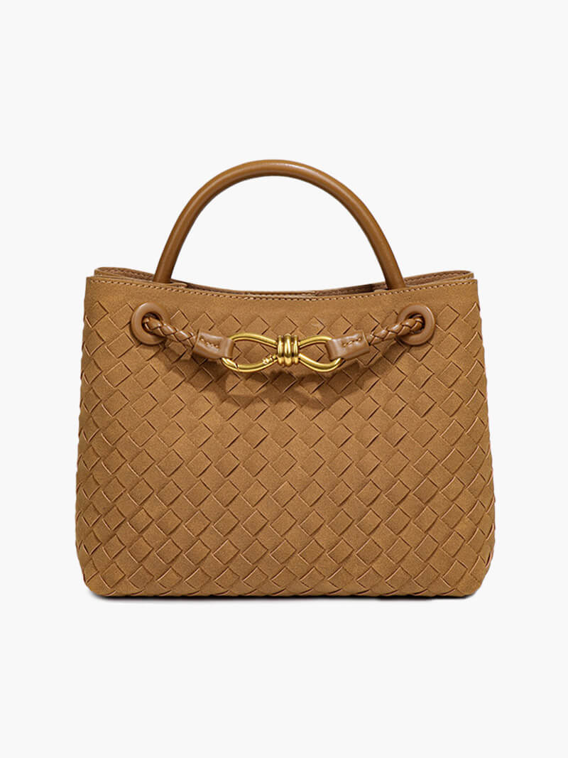 Geflochtene Damen-Tasche Wildleder Braun