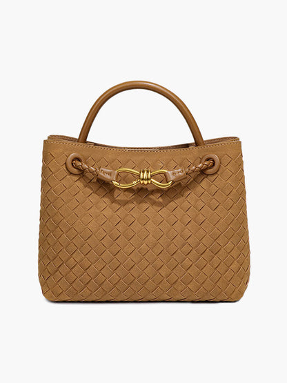 Geflochtene Damen-Tasche Wildleder Braun