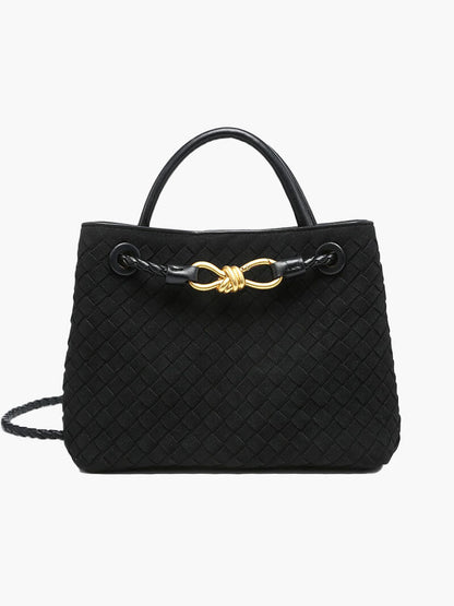 Geflochtene Damen-Tasche Wildleder Braun