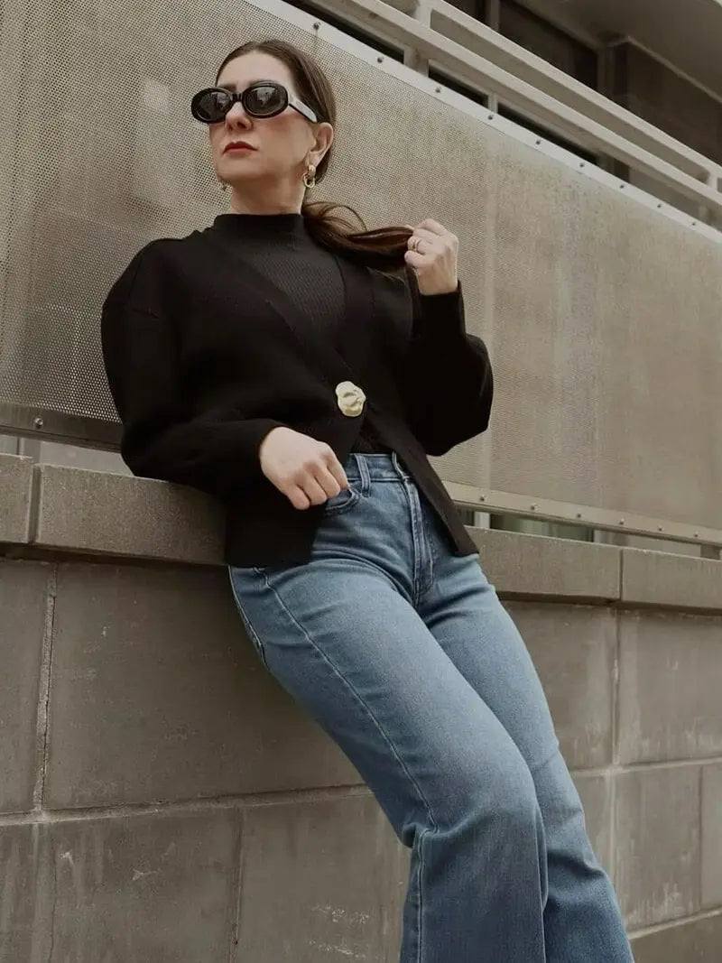 Norina Damen Strickcardigan Auffälliger Knopf