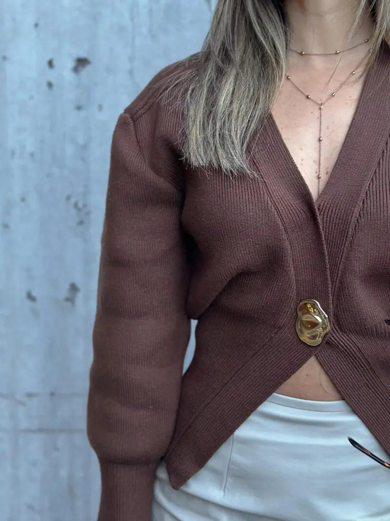 Norina Damen Strickcardigan Auffälliger Knopf