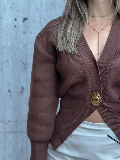 Norina Damen Strickcardigan Auffälliger Knopf