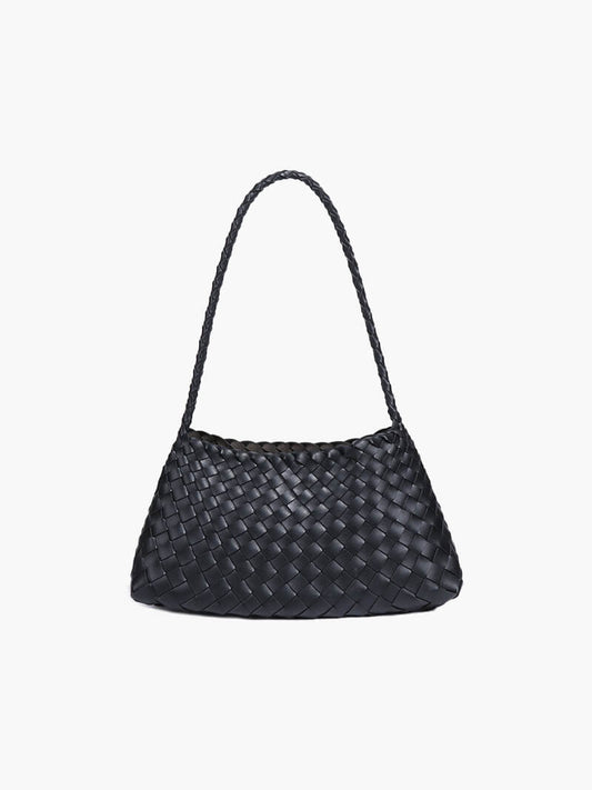 Liese Damen Schultertasche Geflochtenes Leder Braun - Norvielle