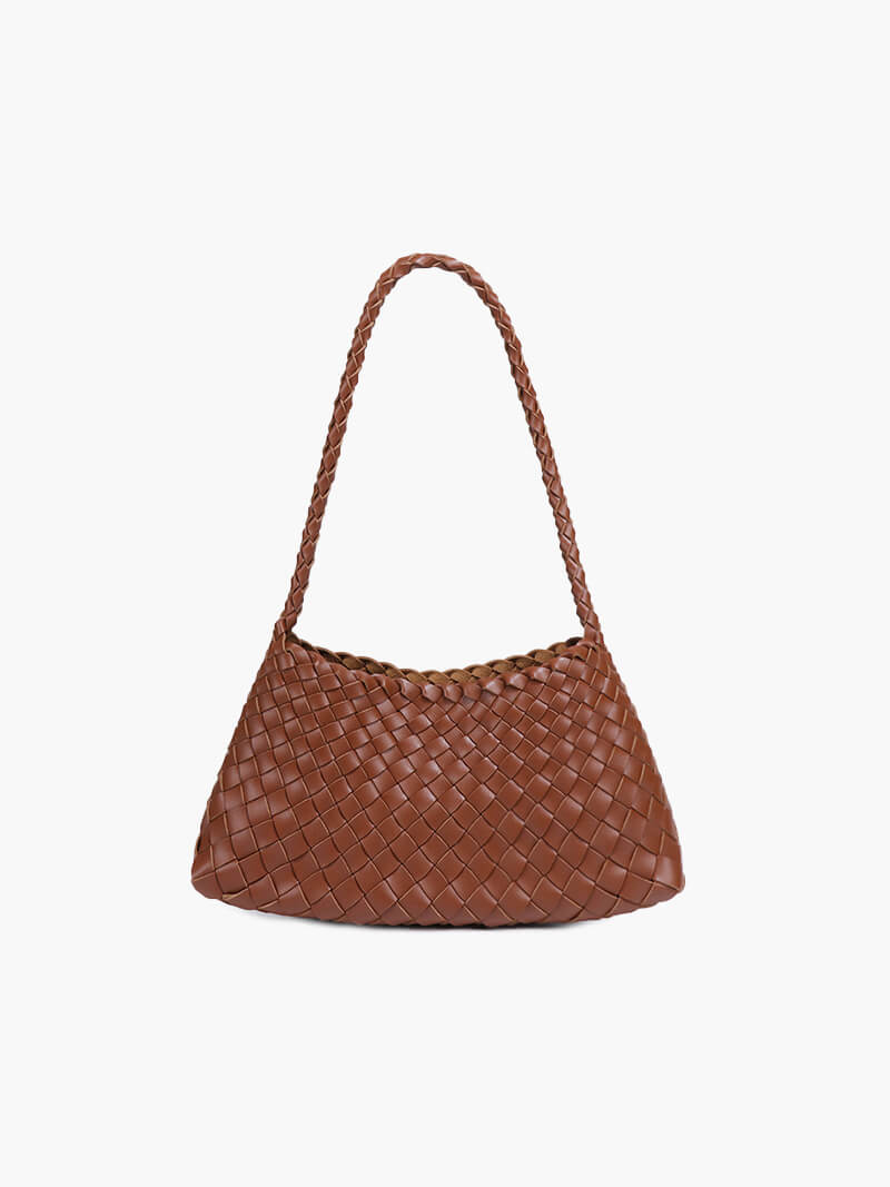 Liese Damen Schultertasche Geflochtenes Leder Braun