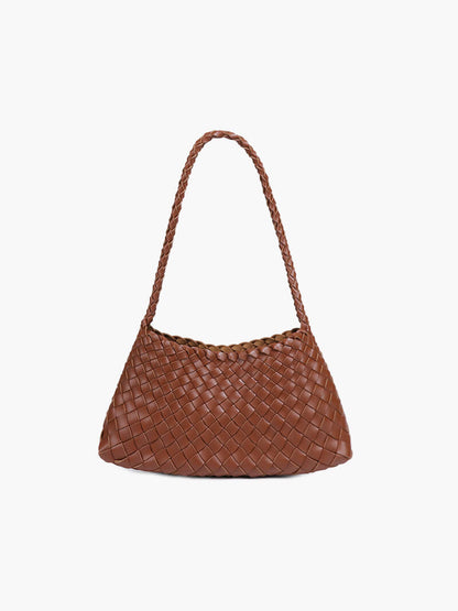 Liese Damen Schultertasche Geflochtenes Leder Braun
