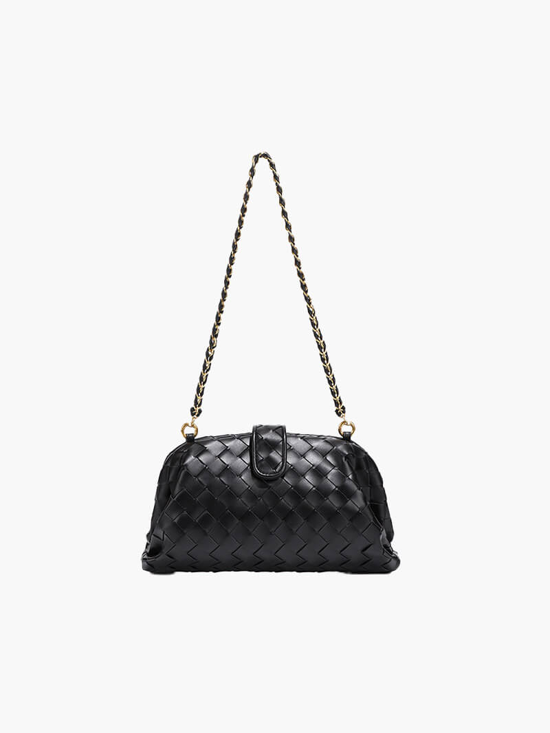 Geflochtene Damen-Tasche mit Kettenriemen Braun - Norvielle