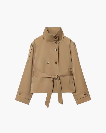 Damen Kurzer Winter-Trenchcoat mit Gürtel